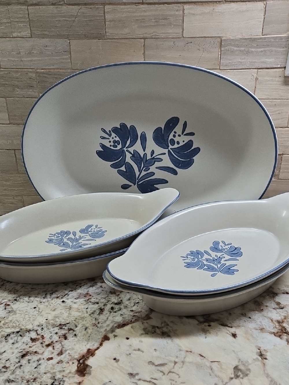 Vintage Palfzgraff Platter An Four 22oz Au Gratin Plates